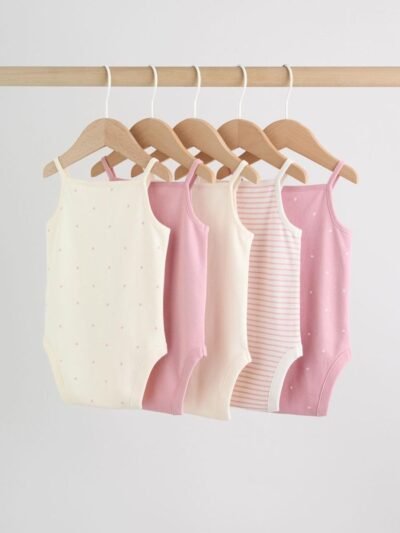 Pink Vest Baby Bodysuits 5 Pack