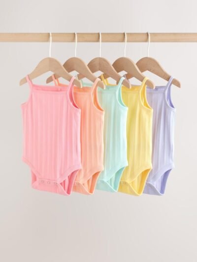 Multi Vest Baby Bodysuits 5 Pack