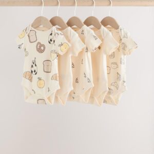 Neutral Short Sleeve Baby Bodysuits 5 Pack