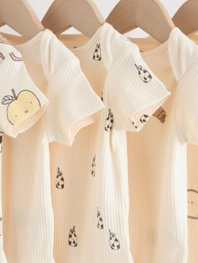 Neutral Short Sleeve Baby Bodysuits 5 Pack
