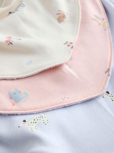 Multi Pastel Character Baby Dribble Bibs 5 Pack