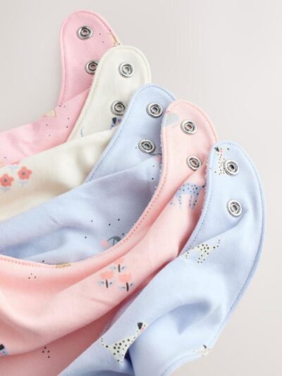 Multi Pastel Character Baby Dribble Bibs 5 Pack