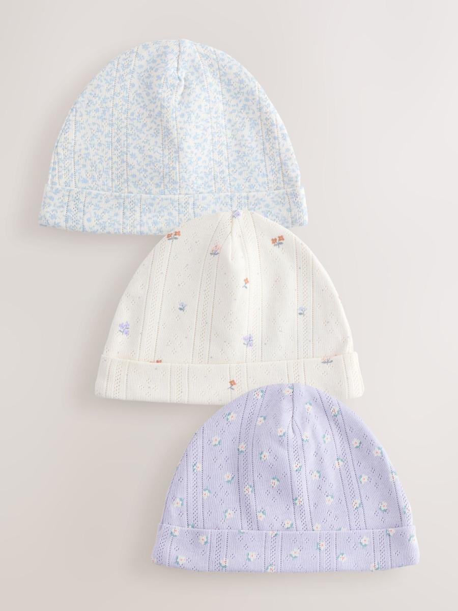 Multi Pointelle Baby Beanies 3 Pack