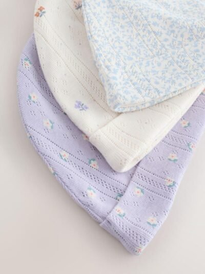 Multi Pointelle Baby Beanies 3 Pack