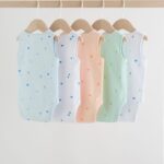 Green/Blue Vest Baby Bodysuits 5 Pack