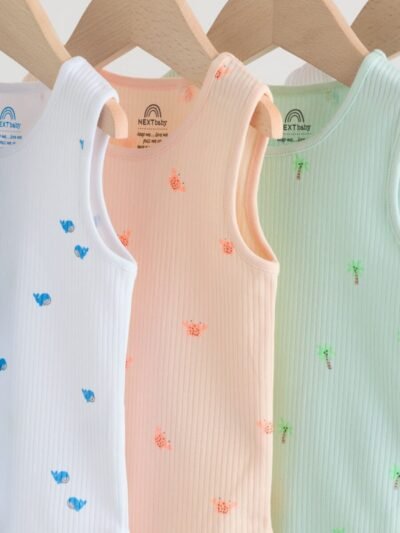 Green/Blue Vest Baby Bodysuits 5 Pack