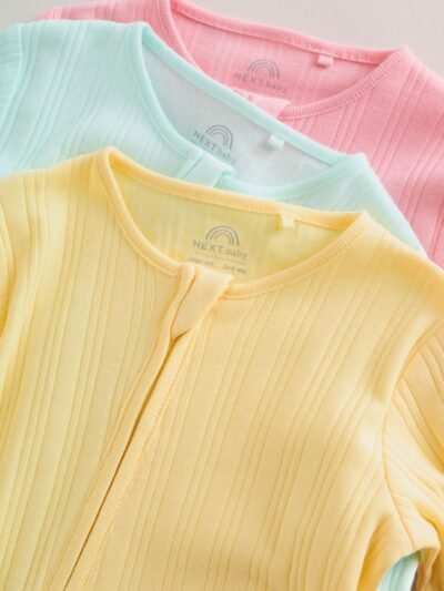 Pink/Yellow Baby Sleepsuits 3 Pack