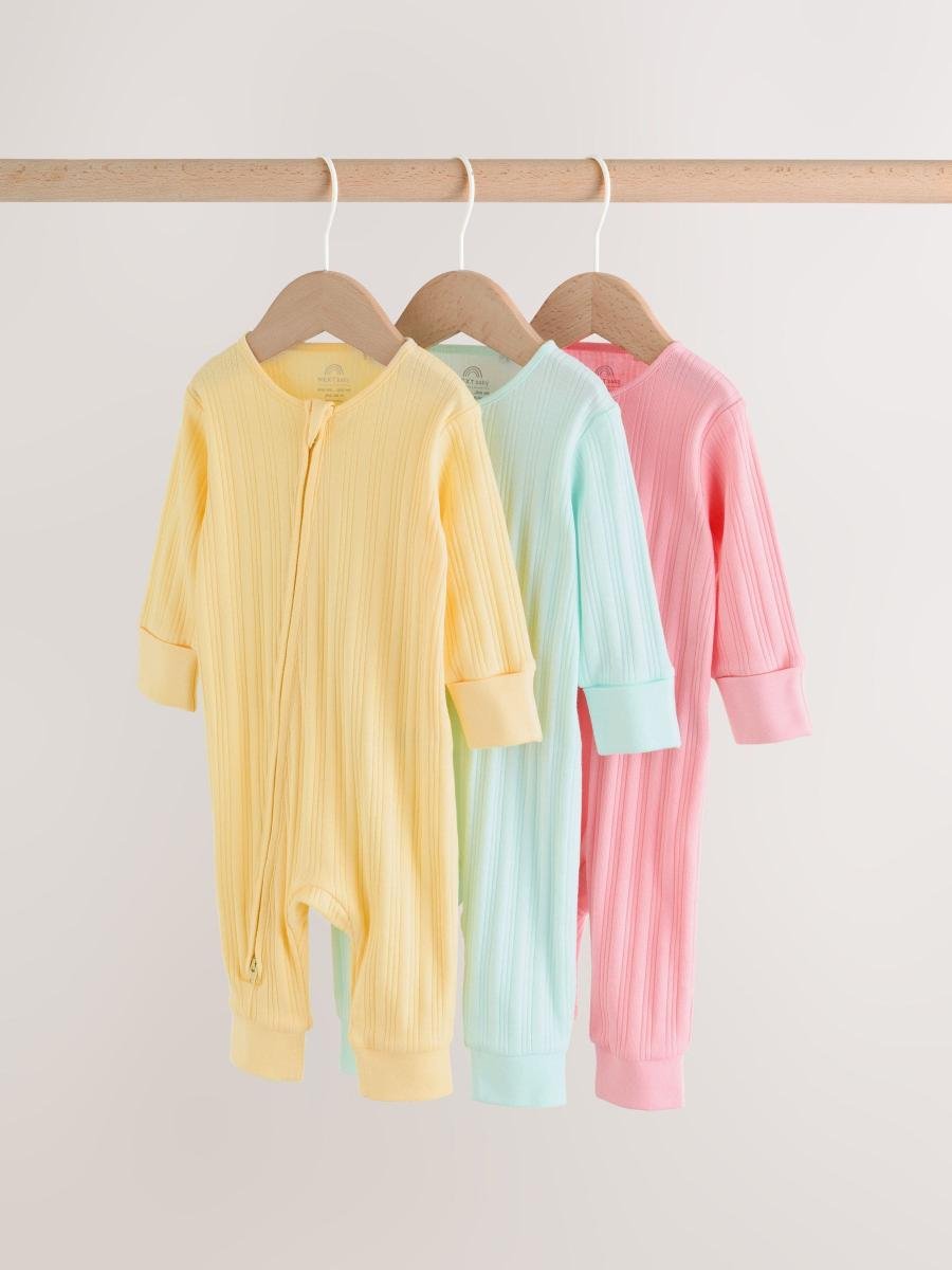 Pink/Yellow Baby Sleepsuits 3 Pack