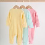 Pink/Yellow Baby Sleepsuits 3 Pack