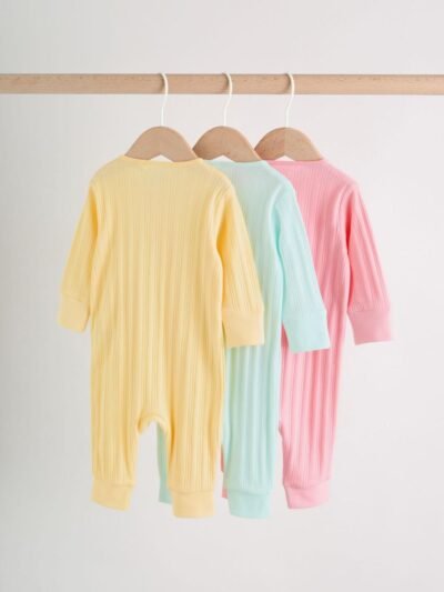 Pink/Yellow Baby Sleepsuits 3 Pack