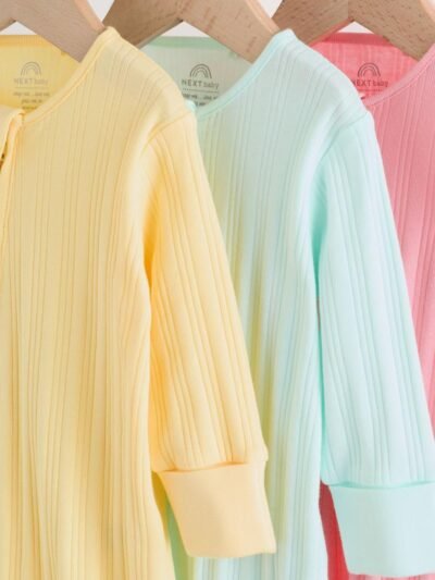 Pink/Yellow Baby Sleepsuits 3 Pack