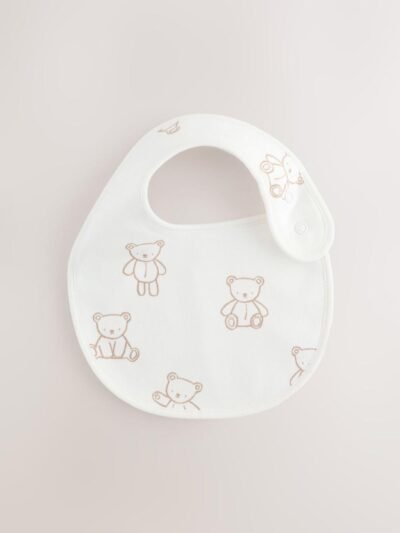Blue/Ecru Bear Baby Bibs 5 Pack