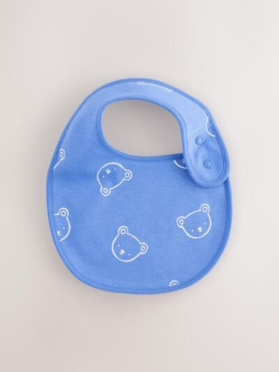 Blue/Ecru Bear Baby Bibs 5 Pack