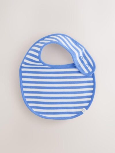 Blue/Ecru Bear Baby Bibs 5 Pack