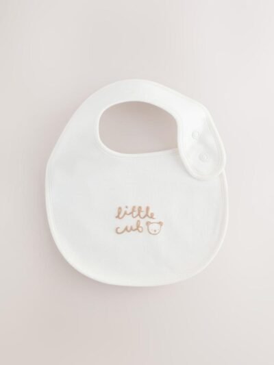 Blue/Ecru Bear Baby Bibs 5 Pack