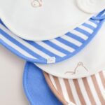 Blue/Ecru Bear Baby Bibs 5 Pack
