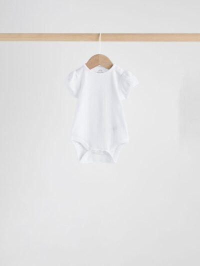 Multi Pastel Short Sleeve Pointelle Baby Bodysuits 5 Pack