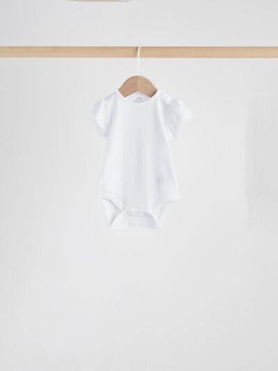 Multi Pastel Short Sleeve Pointelle Baby Bodysuits 5 Pack
