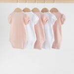 Multi Pastel Short Sleeve Pointelle Baby Bodysuits 5 Pack