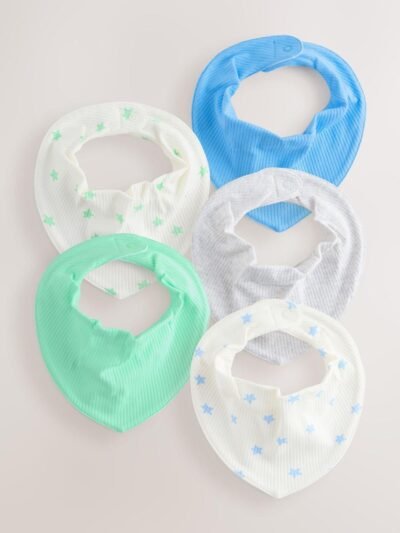 Blue/Green Baby Dribble Bibs 5 Pack
