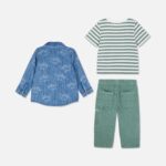 T-Shirt, Joggers and Dinosaur Denim Shirt Set
