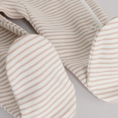 Grey 3 Pack Zebra 100% Cotton Baby Sleepsuits