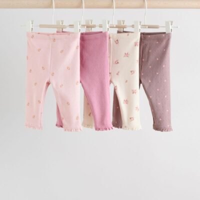 Pink/Brown/Heart Baby Leggings 4 Pack