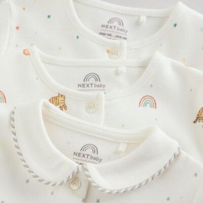 White Ground Sleepsuits 3 Pack