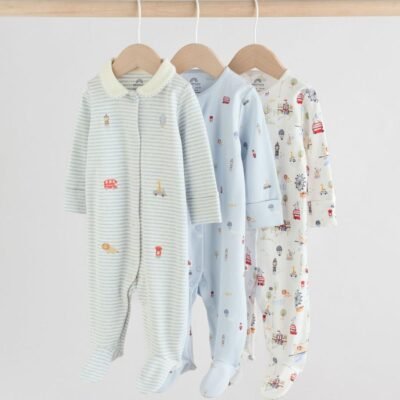 Blue London Baby Sleepsuits 3 Pack