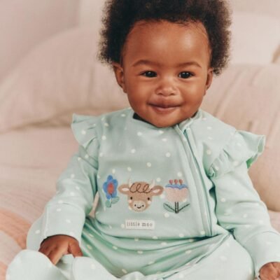 Sage Green Two Way Zip Sleepsuits 3 Pack