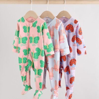 Bright Two Way Zip Sleepsuits 3 Pack