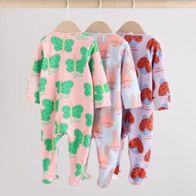 Bright Two Way Zip Sleepsuits 3 Pack