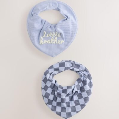 Blue Little Brother Baby Bibs 2 Pack