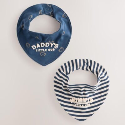 Blue Mum and Dad Baby Bibs 2 Pack