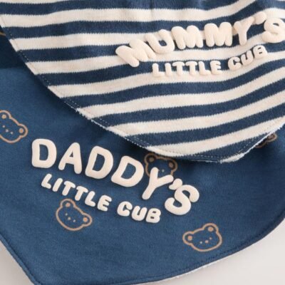 Blue Mum and Dad Baby Bibs 2 Pack