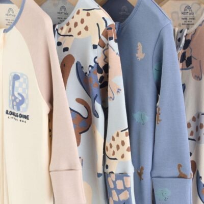 Navy Baby Two Way Zip Sleepsuits 4 Pack