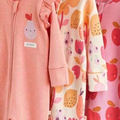 Autumn Fruit Two Way Zip Sleepsuits 3 Pack