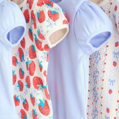 Blue Short Sleeve Baby Bodysuits 5 Pack