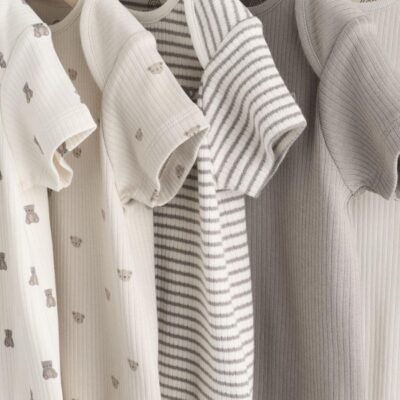 Brown Bear Short Sleeve Baby Bodysuits 5 Pack