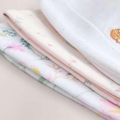 Pink Tie Top Baby Beanie 3 Pack