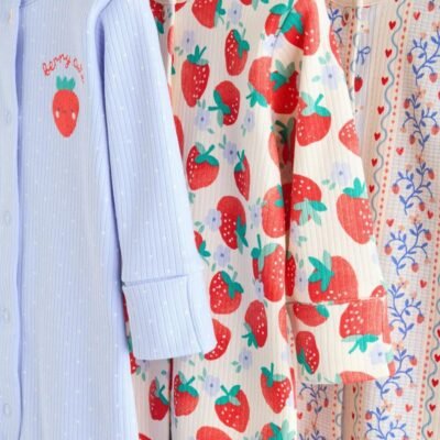Blue Baby Strawberry Sleepsuit 3 Pack