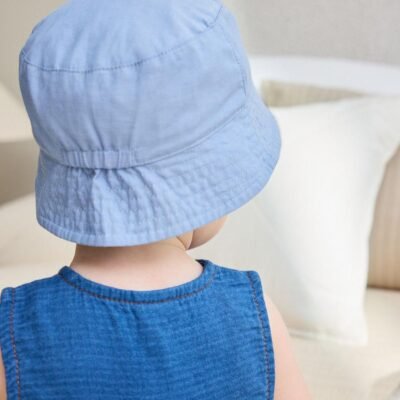 Green Stripe / Dog embroidery Baby Bucket Hats 2 Pack