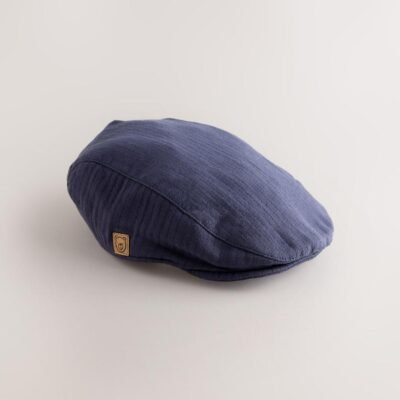 Navy Blue Woven Baby Flat Cap