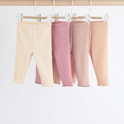 Pink Ribbed Baby Leggings 4 Pack