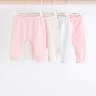 White/Pink Baby Leggings 4 Pack