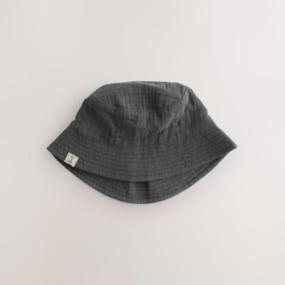 Grey Stampy Printed Woven Baby Bucket Hats 2 Pack