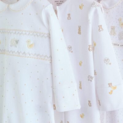 White Collar Baby Sleepsuits 3 Pack