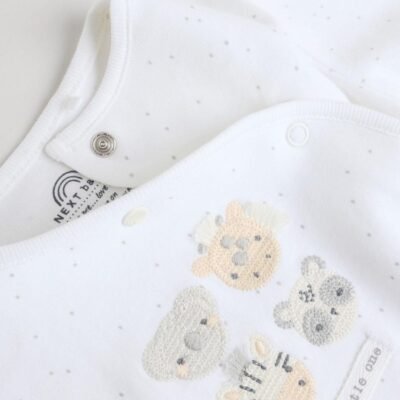 White Safari Baby Sleepsuits 3 Pack