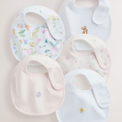 Pink/White Baby Bibs 5 Pack