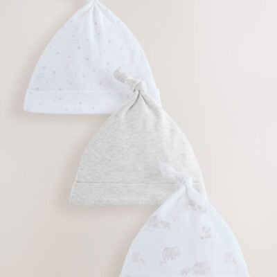 Grey Elephant Baby Tie Top Hats 3 Pack